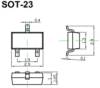 長電SOT-23貼片三極管封裝與外部尺寸圖